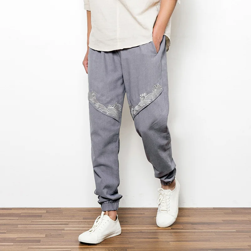 Новые модные брюки мужчины 2017 сезон: весна–лето простой ретро леггинсы карманы