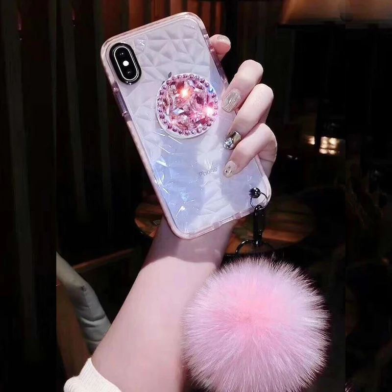 Роскошный милый мягкий чехол с пушистым мехом и бриллиантами для iphone XS MAX XR X 6 7 8plus