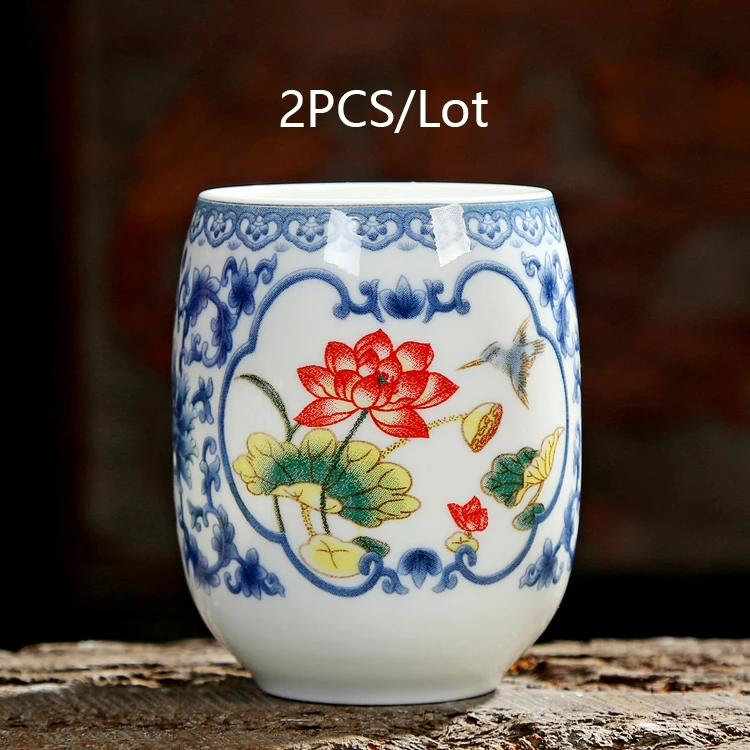 I 2PCS 2 шт./лот, винтажные чайные чашки Цзиндэчжэнь, керамические фарфоровые стаканчики для воды, стаканчики для чая в китайском стиле, посуда для чая, рождественские подарки - Цвет: I 2PCS