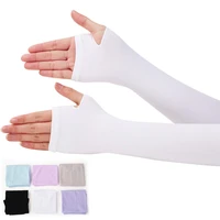 women sunscreen arm warmer half finger cotton long fingerless gloves cuff sun hand protection anti uv simple design