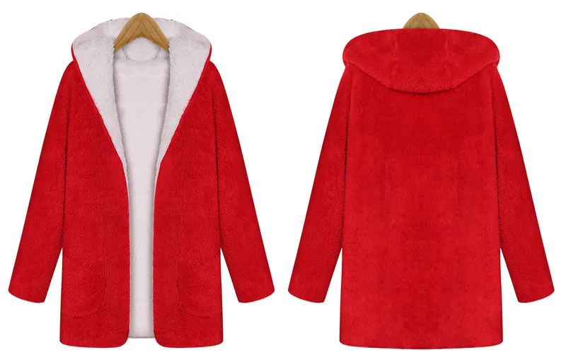

Winter jacket women hooded no buckle jacket ladies coat warm cashmere fur coat fashion women plush coat outwear Casaco Feminino