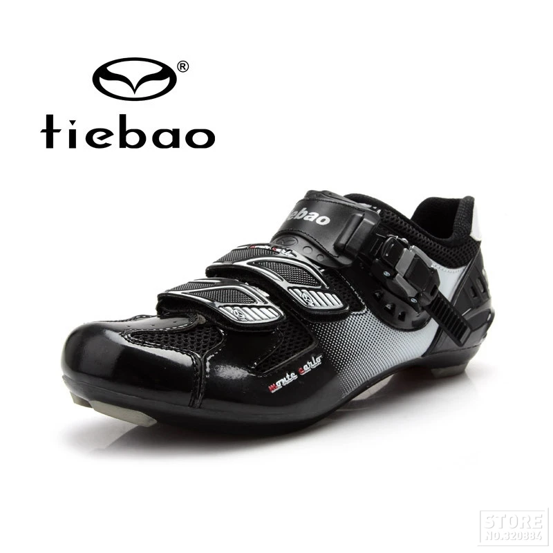 Черный Новинка; Tiebao; профессиональная обувь для велоспорта; обувь для шоссейного велосипеда; спортивная обувь для велосипедного замка; велосипедные туфли с застежкой на липучке; TB16-B1303 - Цвет: Черный