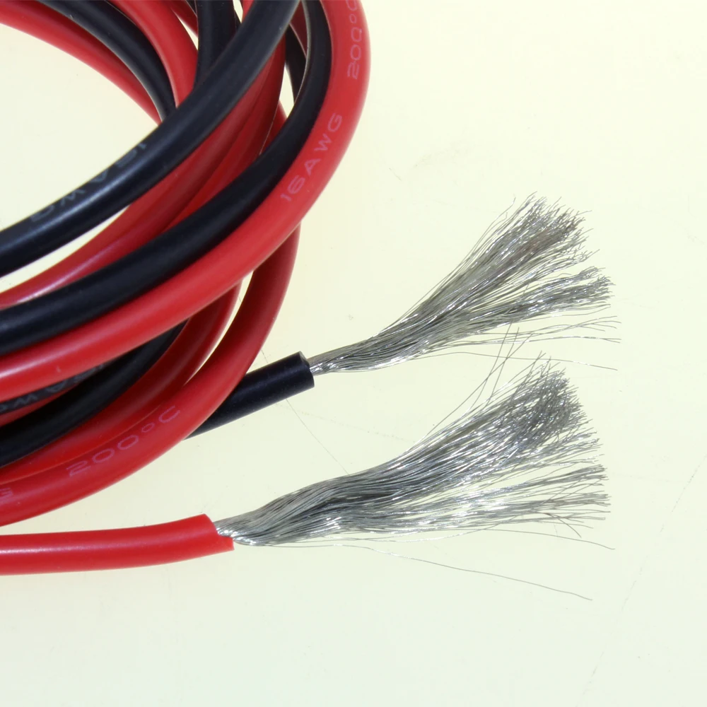 1 метр красный + Черный силиконовый провод кабель 12AWG 14AWG 16AWG 18AWG 20AWG 22AWG 24AWG