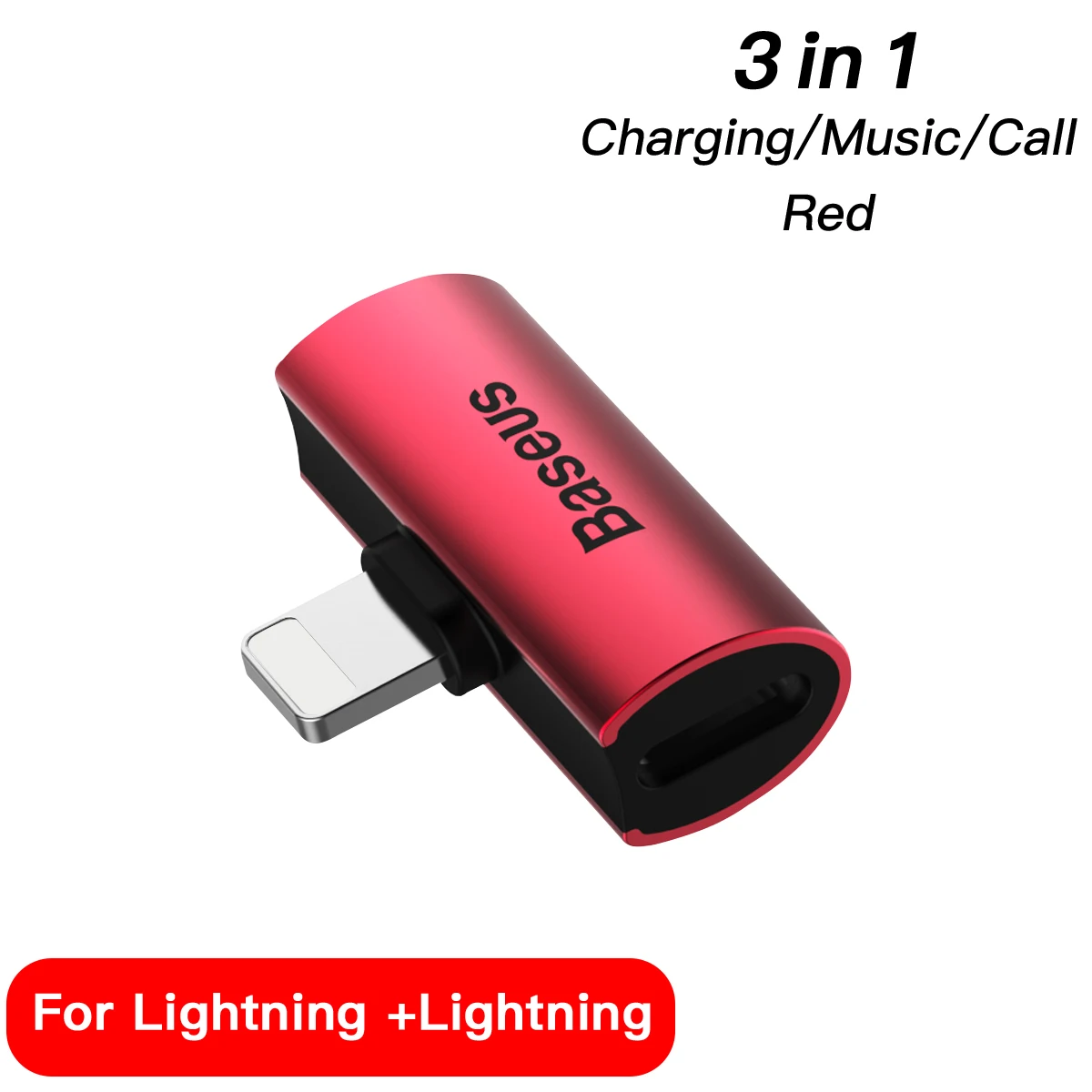 Red Baseus Aux адаптер для iPhone 11 Pro Max Xs Max Xr X 8 7 разъем наушников OTG кабель для Lightning сплиттер конвертер - Цвет: Red