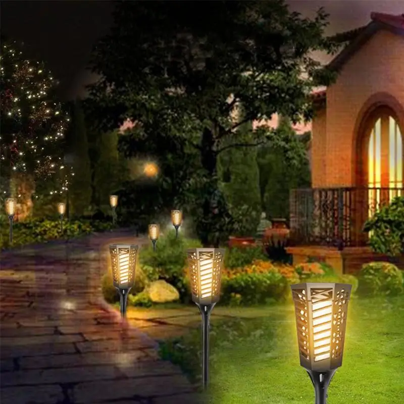 Факел пламени Открытый Солнечный свет Пейзаж сада газон украшения Сенсор