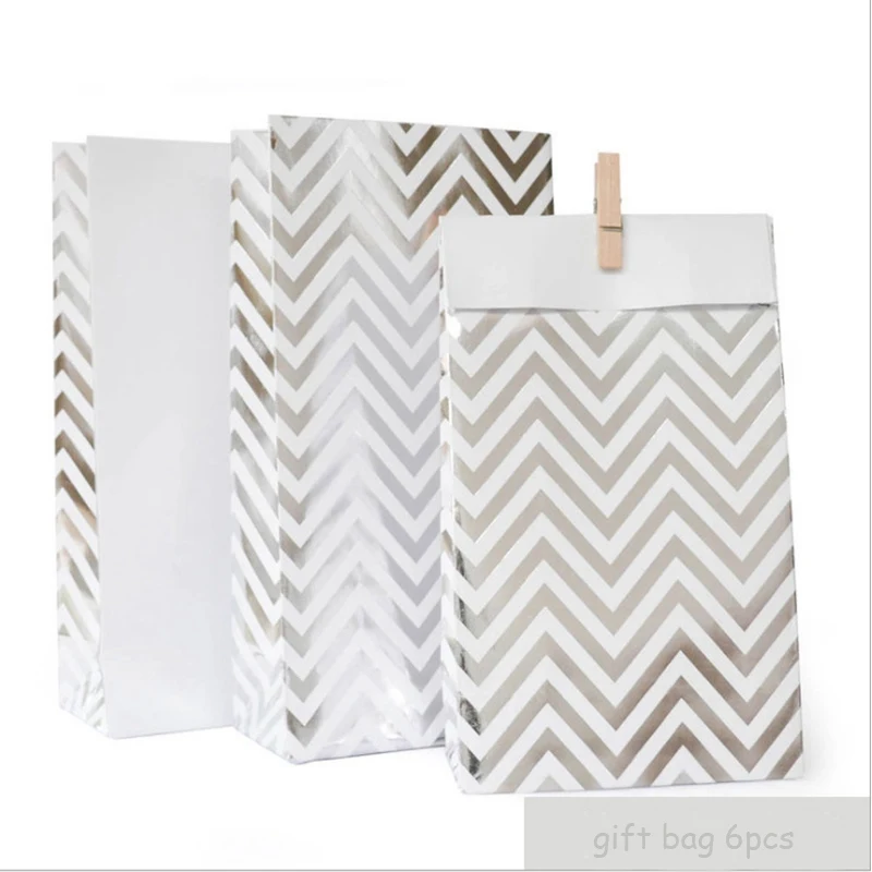gift bag 6pcs Серебряные волны вечерние чаша-контейнер блюдо бумажное полотенце Декоративная полоса Новые одноразовые пластины бумажное блюдо высокого качества - Цвет: gift bag 6pcs