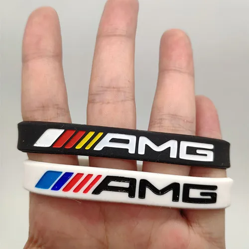 2 шт., силиконовый браслет AMG для мужчин и женщин, резиновый браслет на запястье, браслет для Mercedes Benz Club Fans, повязка на руку, Pulsera Pulseira - Окраска металла: 19