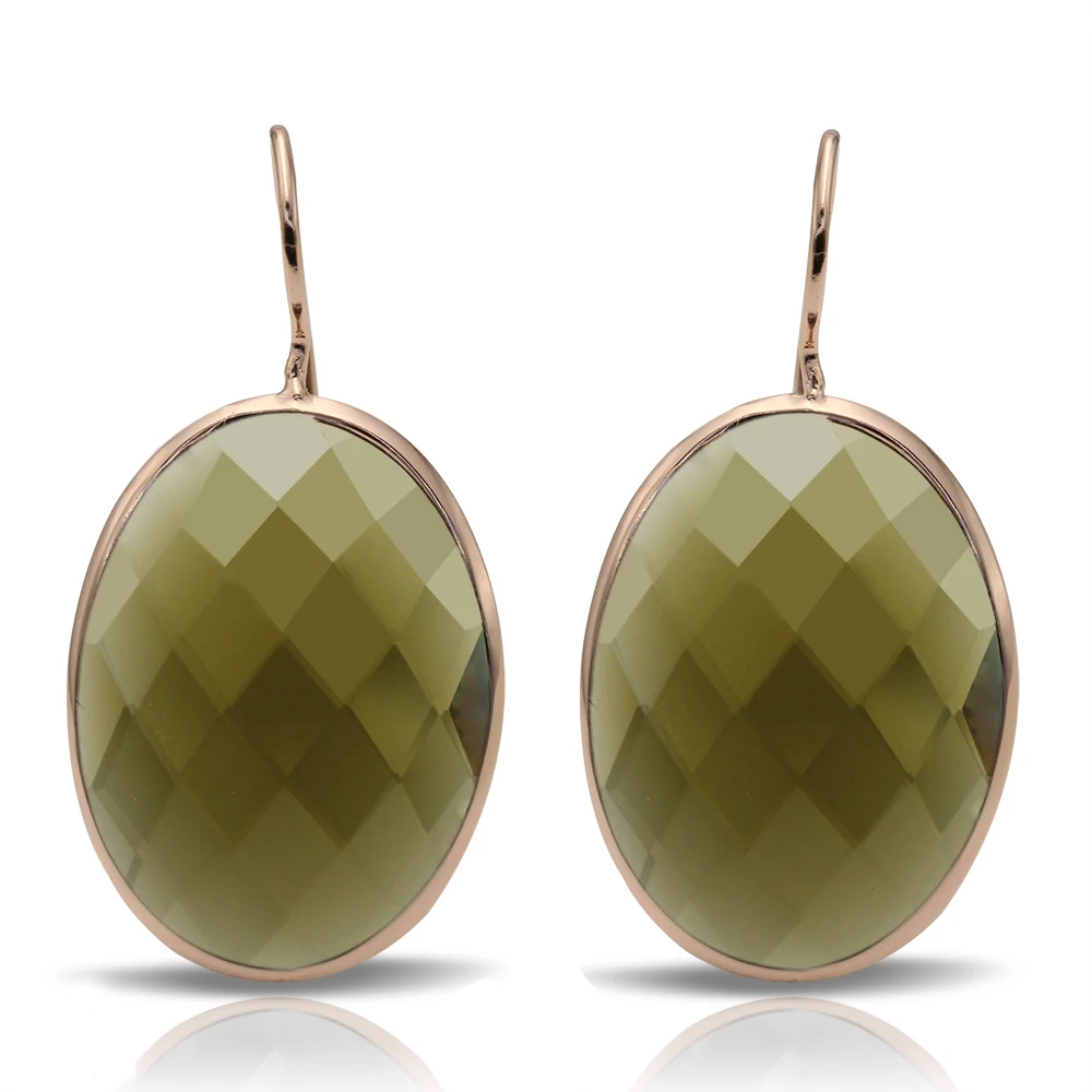 

Best Hot Sale 925 Sterling Silver Big Brown Crystal Wedding Bohemian Earrings For Women Gift SE03