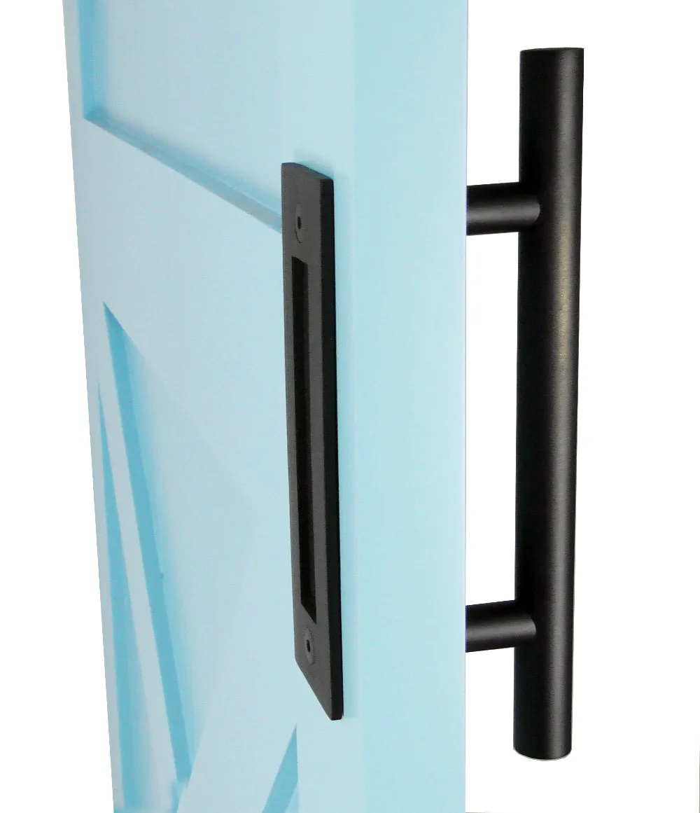 DIYHD 305 мм Гладкая черная ручка для двери сарая, двухсторонняя деревянная ручка для раздвижной двери