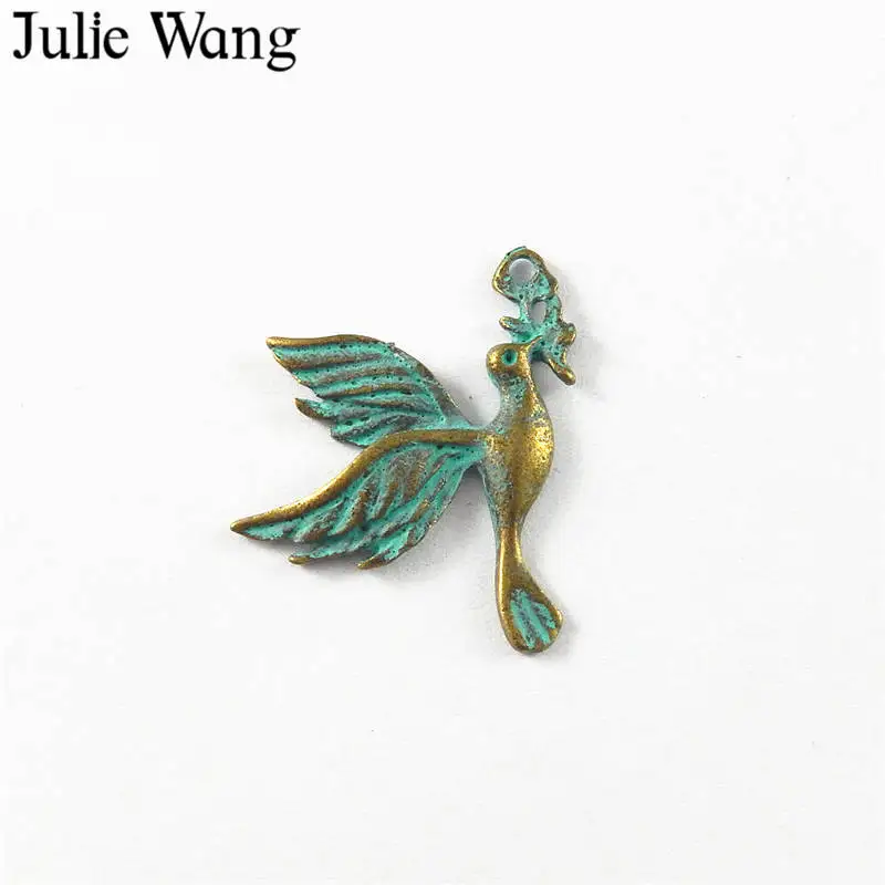 Julie Wang 10 шт. античные зеленые бронзовые Летающие птицы сплав подвески для