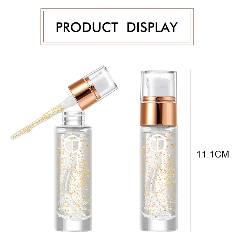 

18ml Gold Foil Particles Makeup Primer Gel Makeup Beauty Essence Fluid Moisturizing Liquid Facial Revitalizing Nutritious Dew