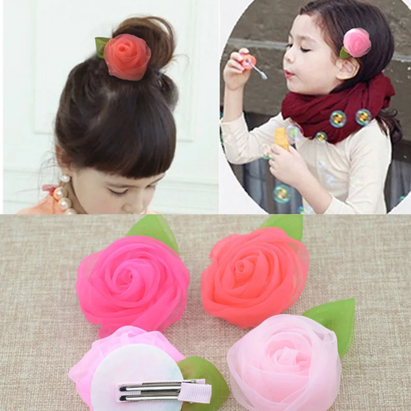 Детская заколка для волос летняя из шифона с розами аксессуары волос| |