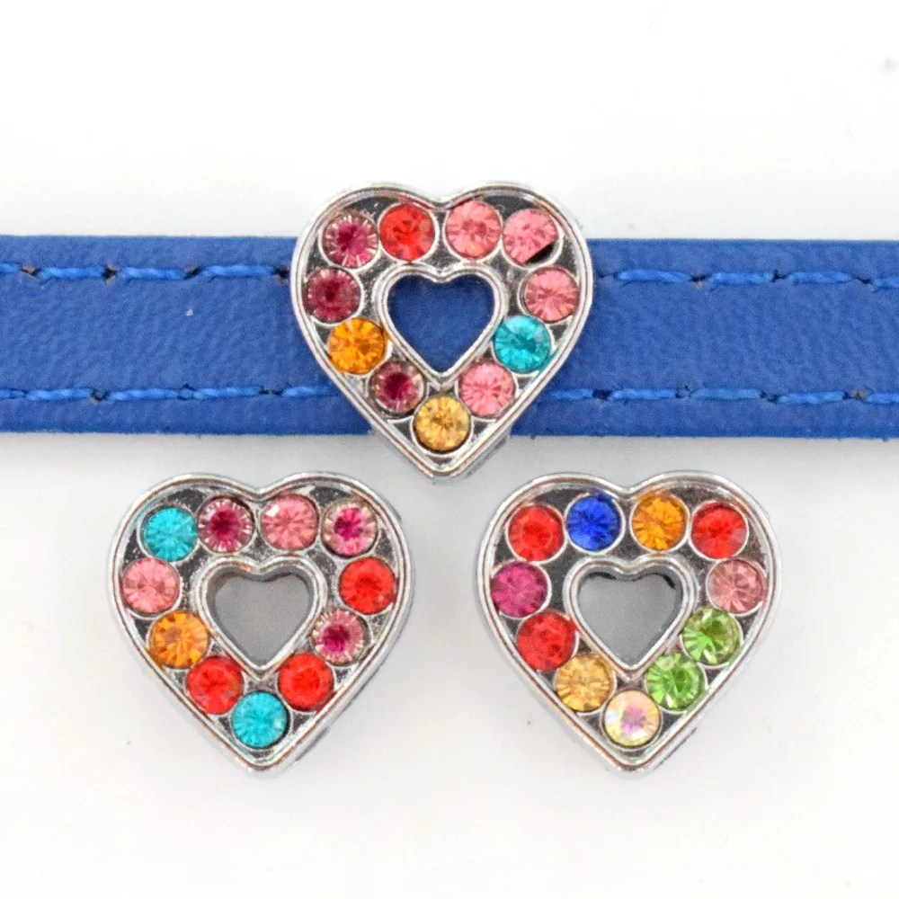 8 мм отверстие Красочные горный хрусталь Сердце слайд амулеты скользящие бусины