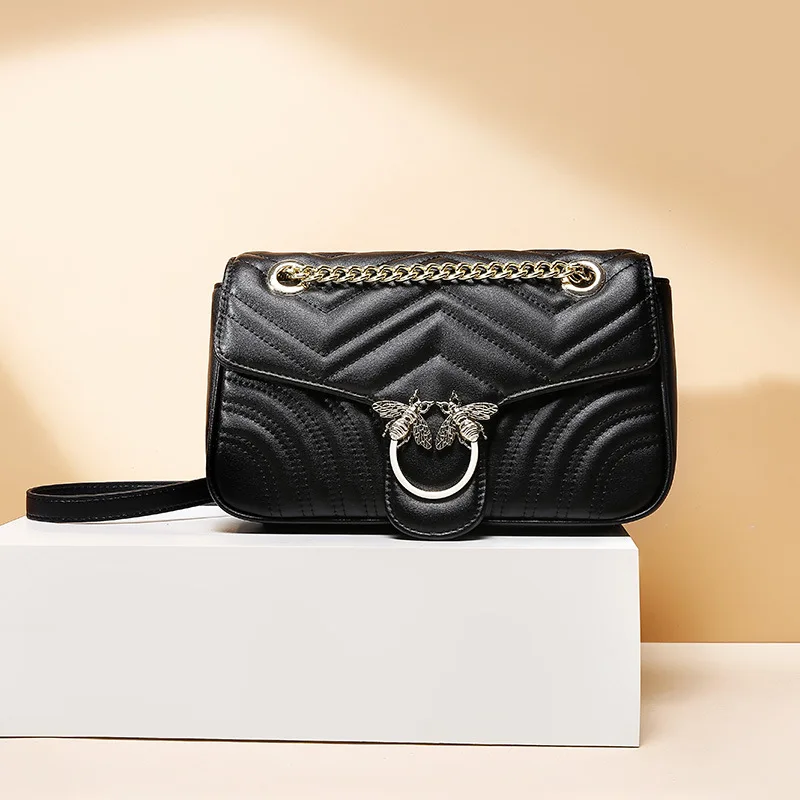 Сумка мессенджер из натуральной кожи деловая с металлической цепочкой|Сумки