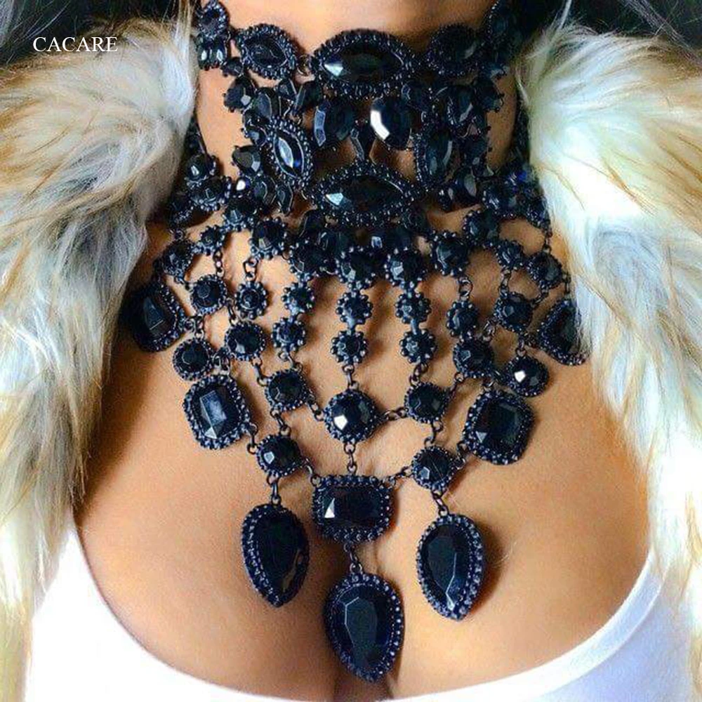 

Chunky Necklace Multilayer Maxi Women CHEAP Fashion Jewelery Collares Infinity Goth Necklace Cuban Choker F1115 Black Tassel