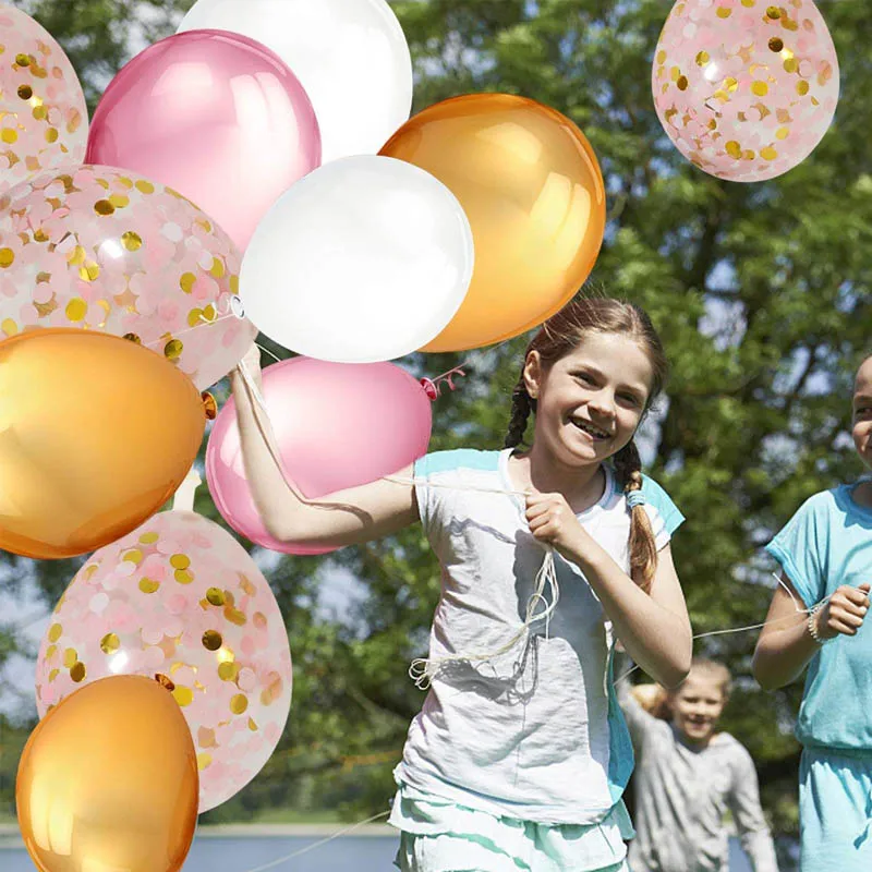 12-дюймовые розовые белые шары с золотыми конфетти латексные воздушные надувные