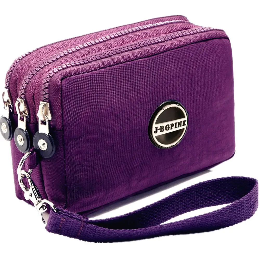 Кошелек J Bg розовый с двойной молнией водонепроницаемый нейлоновый|double zipper purse|brand