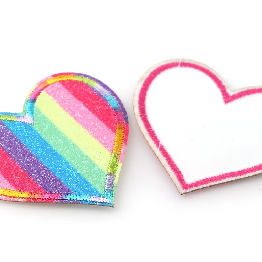 1 компл./9 шт. смешивания Цвет нашивки Shine Heart нашивки с радугой с шляпой DIY девушка вышитые патчи железо на аппликации вышивка