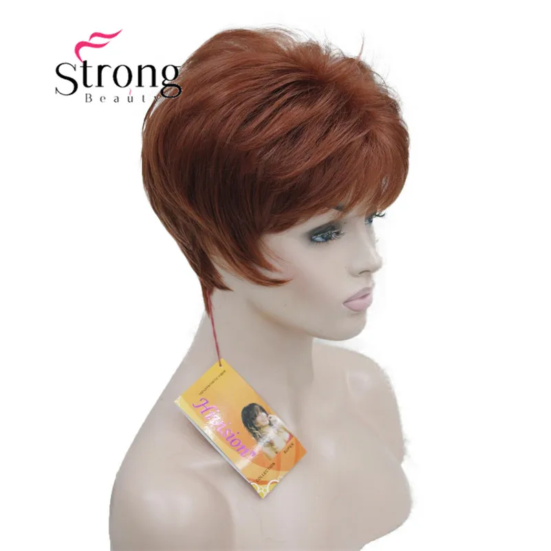 StrongBeauty очень короткий оранжевый коричневый блондин высокий термостойкий полный синтетический парик выбор цвета