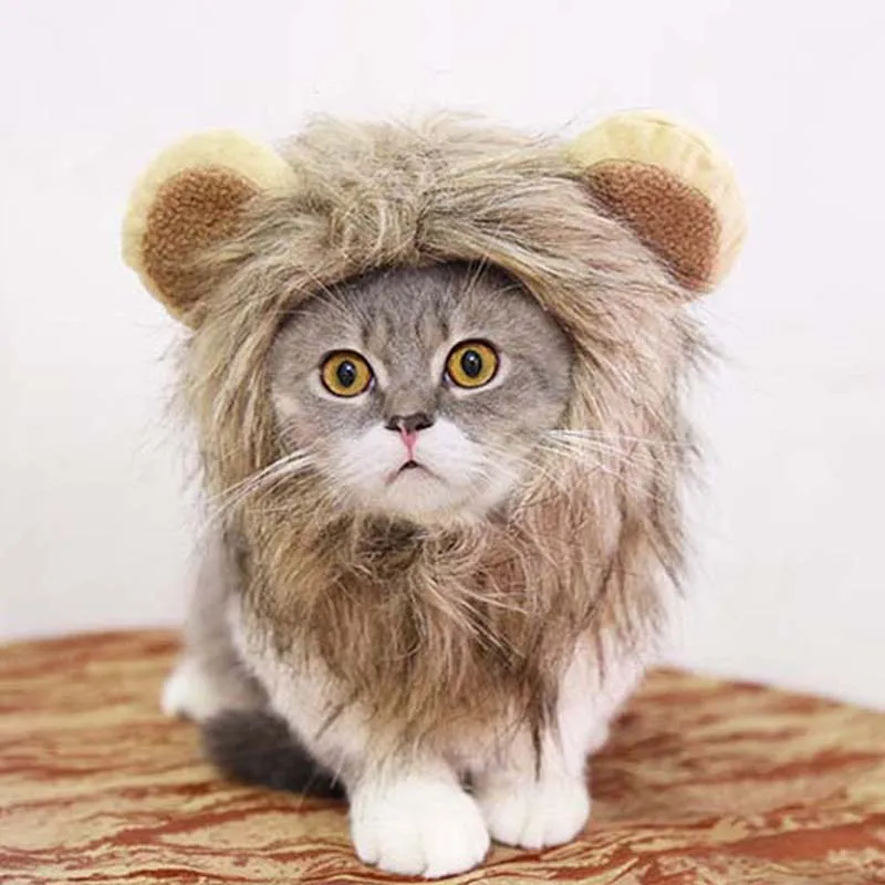 Забавный Лев парик кепки для домашних животных Костюм шапка для косплея для кошки Хэллоуин Рождественская одежда фантазии собака шапка-Кепка с ушами домашни