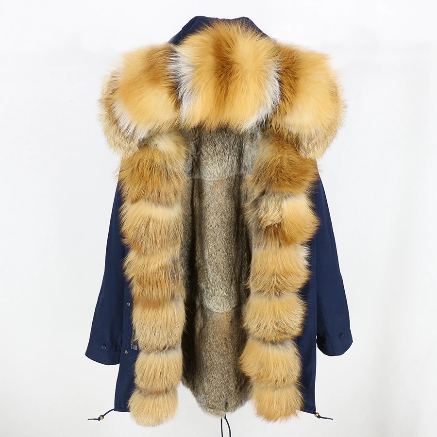 27 OFTBUY, зимняя женская куртка, длинная парка, настоящий золотой Лисий мех, воротник, капюшон, натуральный мех кролика, подкладка, толстая, теплая, парка, уличная одежда - Цвет: 27