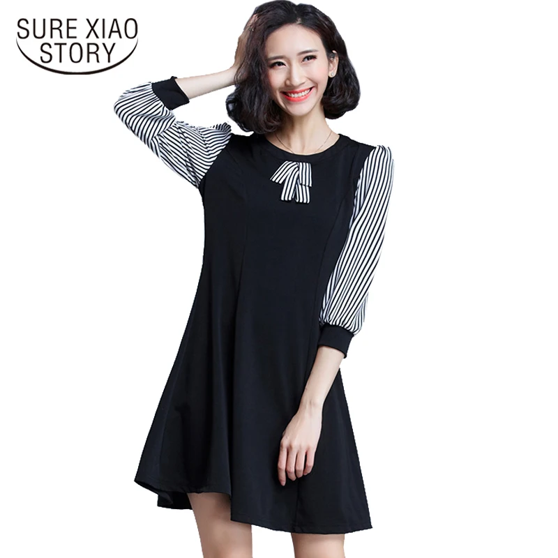 2017 весеннее женское платье в консервативном стиле новое модное больших размеров