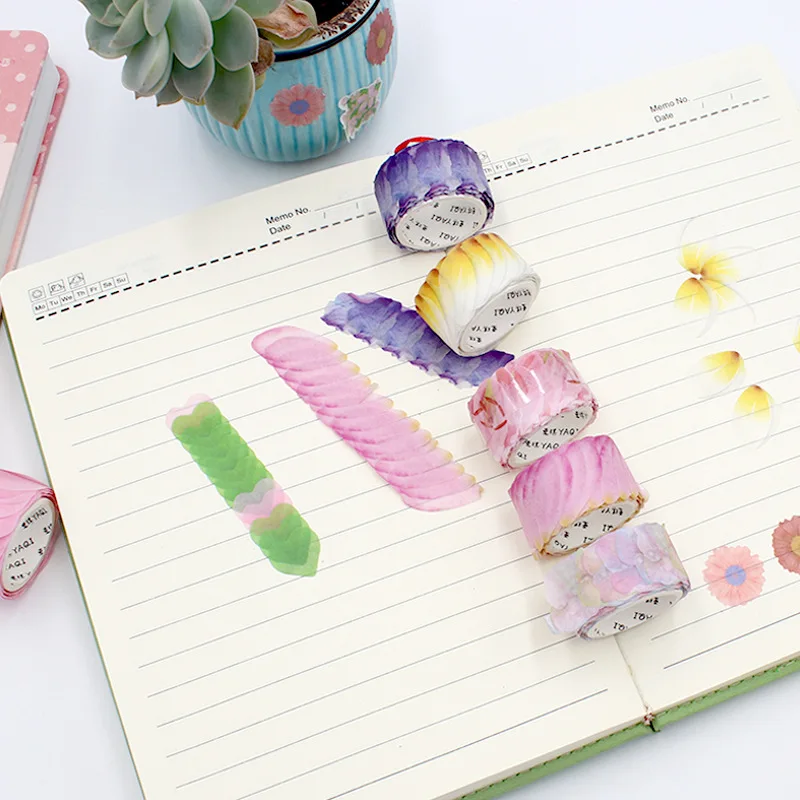 200 шт./рулон украшенное цветочными лепестками лента Washi DIY Скрапбукинг дневник