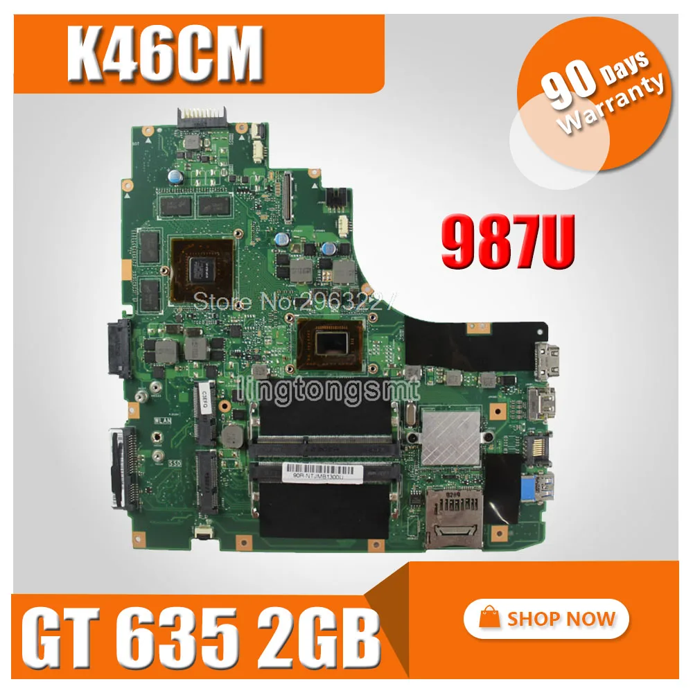 K46CM материнская плата REV2.0 GT 635M 2GB 987U для For Asus K46C A46CB ноутбука Тест 100% OK|Материнские