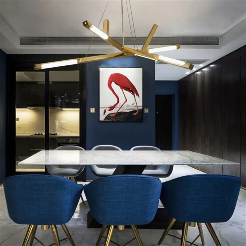 Пост современный роскошный золотой железной ветки Led подвесной светильник для