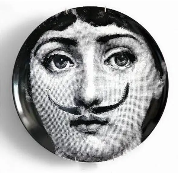 25 6/7/8/10 дюймов Милан Fornasetti тарелки декоративные настенные блюда Lina лицо арт Керамика пластина дома, отеля, студия Декорация - Цвет: 25