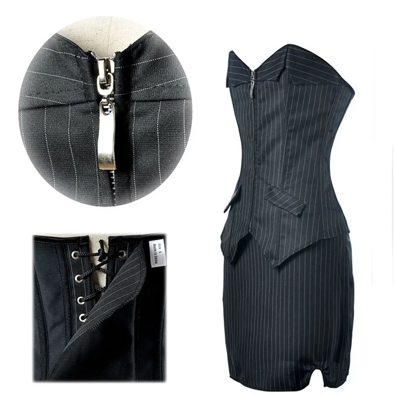 Сексуальный женский облегающий корсет на молнии для талии офисное платье |