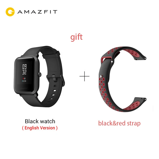 add red black Huami Смарт-часы Amazfit Bip, gps, Gloness, Смарт-часы, часы 45 дней в режиме ожидания для телефона MI8 IOS - Цвет: add red black