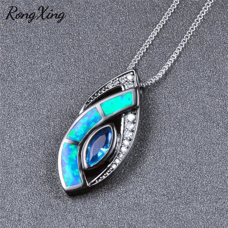 Подвеска RongXing с белым/синим огненным опалом и конским глазом ожерелья для женщин