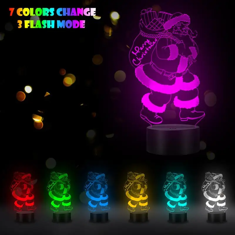 3D светильник VCity с Санта Клаусом светодиодный USB RGB прикроватное украшение