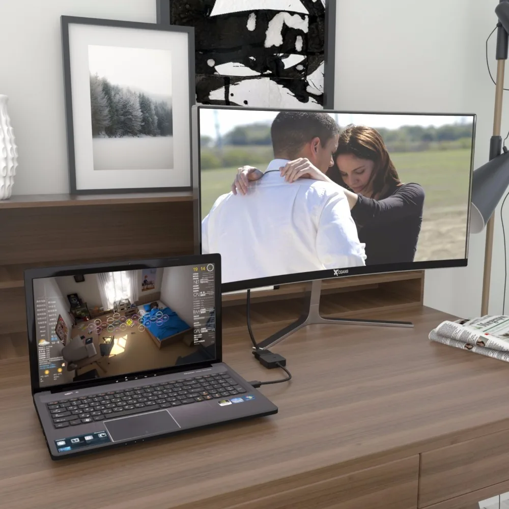 ICZI адаптер hdmi-vga видео конвертер с портом Micro USB и 3,5 мм аудио порт позолоченный штекер-Женский 1080P для ПК/DVD