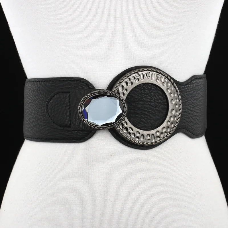 Широкий эластичный пояс Женский рокерский модный золотые металлические