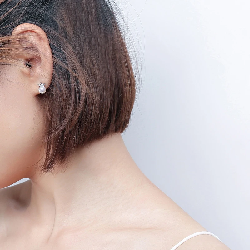 

Punk black Pearl Stud Earrings for Fashion women high quality pearl jewerly 925 sterling silver pearl Earrings wedding event