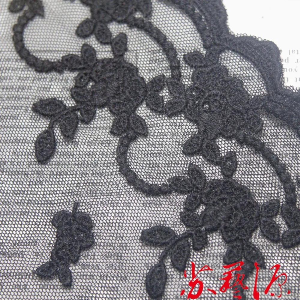 Специальная продажа 12 см ширина черная марля хлопок вышивка кружево отделка