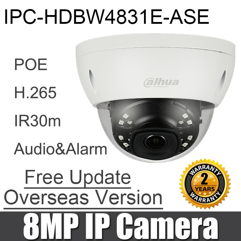 Dahua IPC HDBW4831E ASE IP камера 8 Мп IR мини купольная сетевая с poe H.265 30 м hdbw4831e ase cctv|Камеры