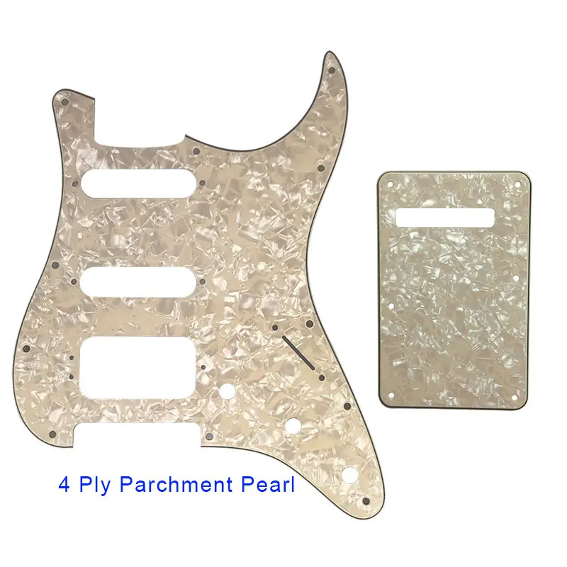 Аксессуары для гитары Pleroo, накладки с задней пластиной и 11 винтами для fender Deluxe Stratocaster HSS 6 струн, детали гитары - Цвет: parchment pearl