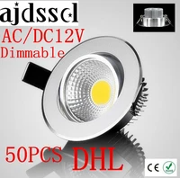 50pcslot super bright recessed led dimmable downlight cob 3w 5w 7w 12w led spot light led decoration ceiling lamp acdc 12v