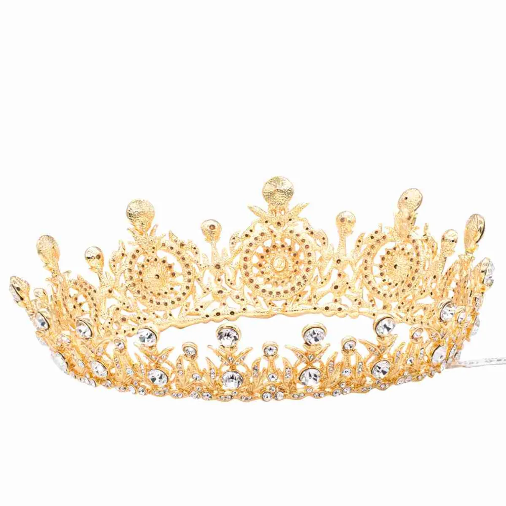 Высококачественная Золотая круглая тиара Корона диадема с австрийскими