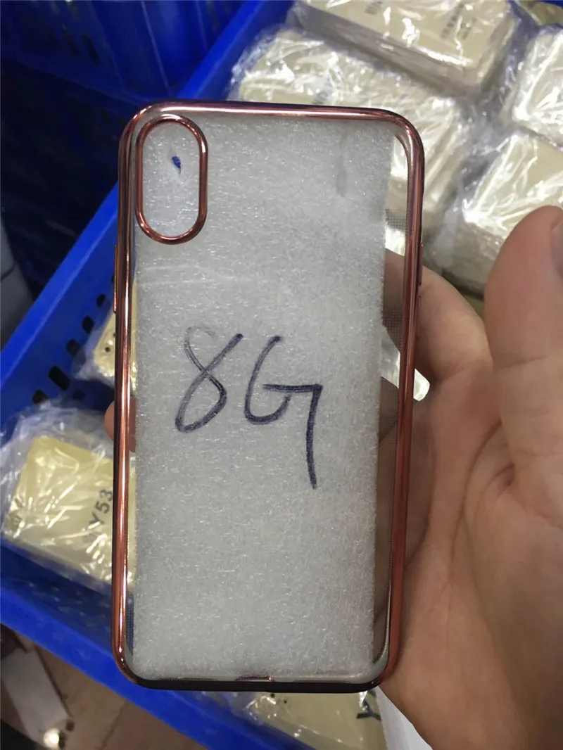 100 шт./лот ТПУ розовое золото покрытие кристально чистый чехол для iPhone X чехлы 7 6 5 6s