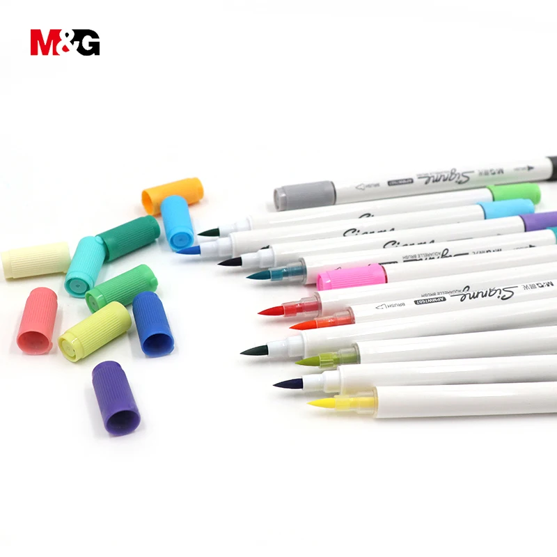 M&ampG two head watercolor brush marker pens for drawing colored felts art liner pen school supplies stationery office | Канцтовары для