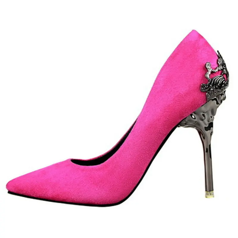 2016 Новинка пикантный металлический каблук женские туфли замшевая обувь на