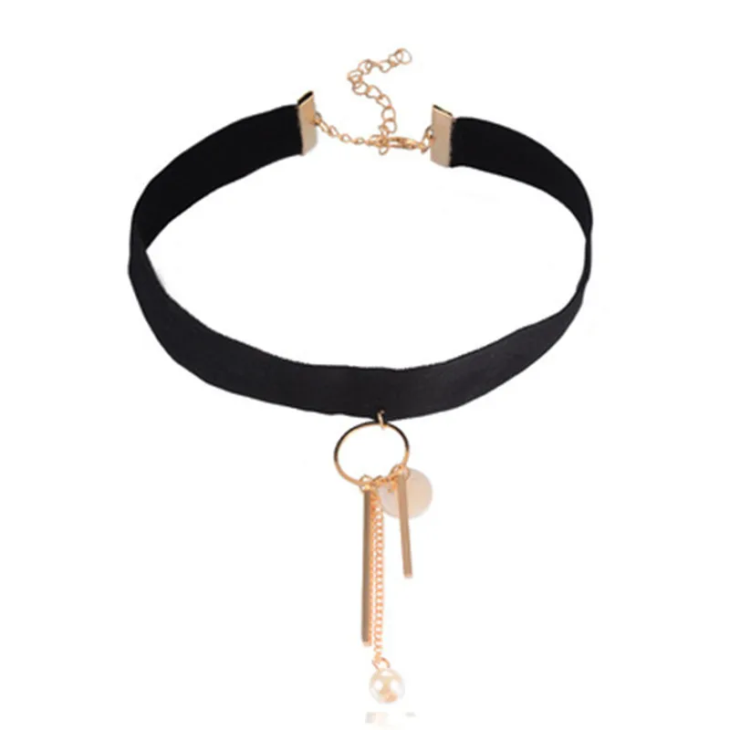 South Korea velvet Black Circle Necklace Shell tassel Velvet Shutiao Pearl | Украшения и аксессуары