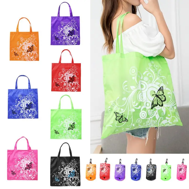 Модные многоразовые сумки с бабочками и цветочным принтом для путешествий