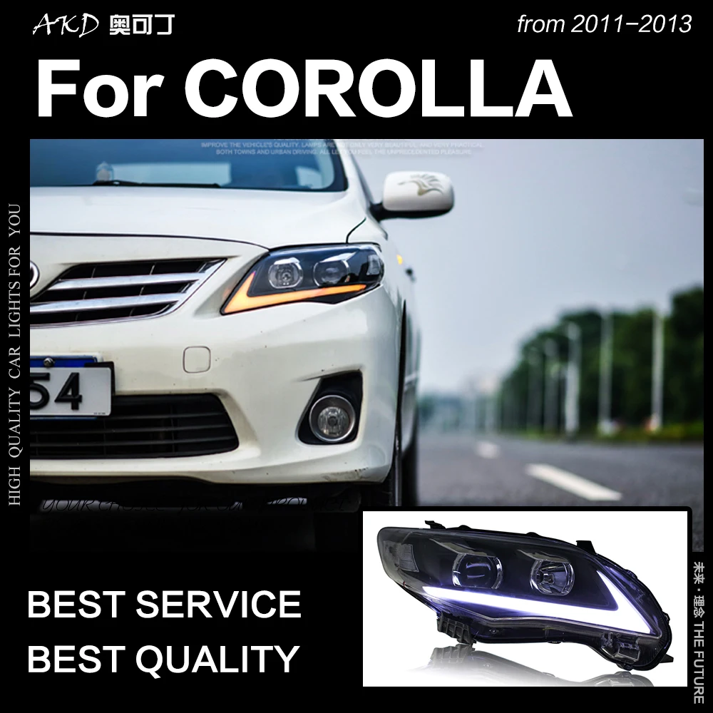 AKD автомобильный Стайлинг Головной фонарь для Toyota Corolla фары 2011-2013 Altis светодиодный фонарь светодиодный DRL Hid Bi Xenon авто аксессуары