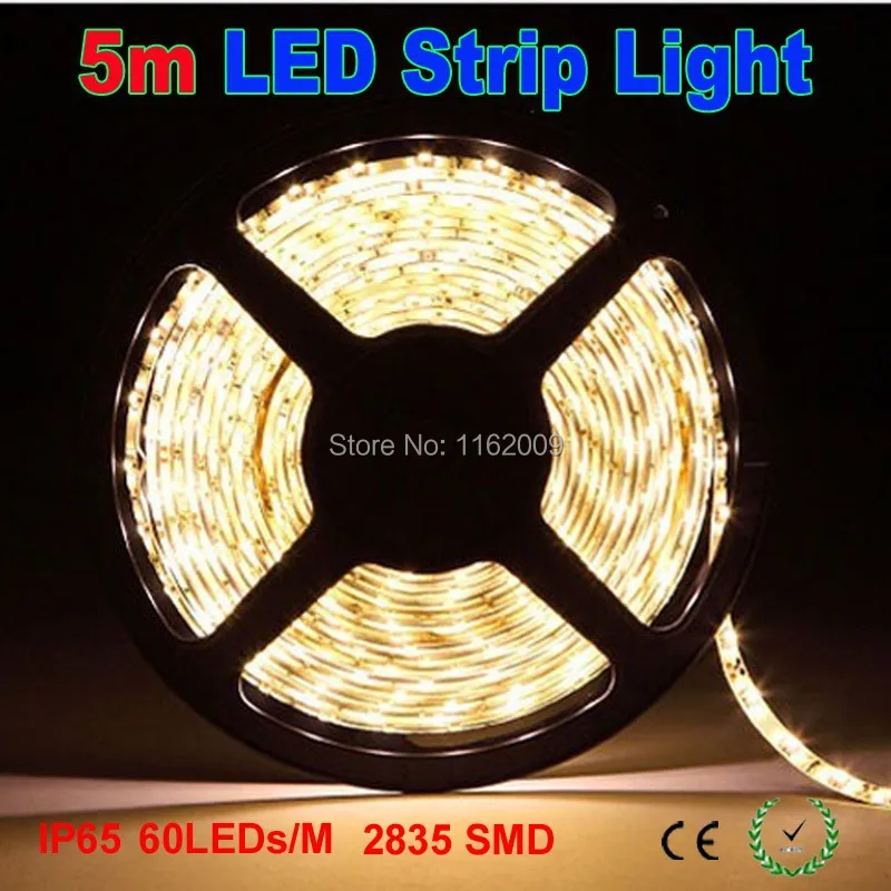 

High brightness SMD 2835 LED Strip Light Waterproof DC12V 120LEDs/M 600leds 5m Warm white Cool white Color Free shipping