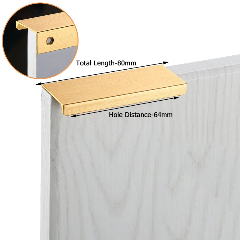 KAK Fashion Black Hidden Cabinet Handles Aluminum Alloy Kitchen Handles Cupboard Pulls Drawer Knobs Furniture Room Door Hardware images - 6